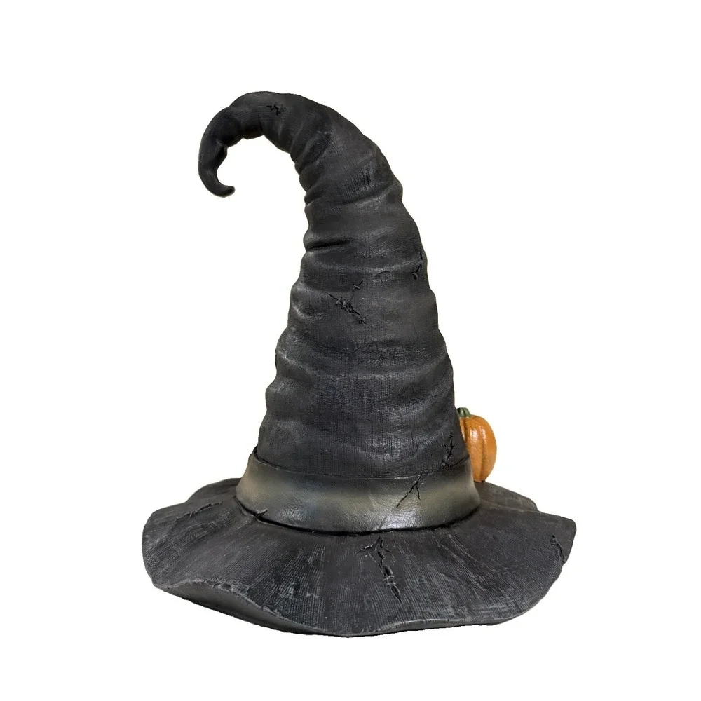 Halloween Extra Large Tattered Resin Witch Hat With Mini Pumpkins/Gourds Viral